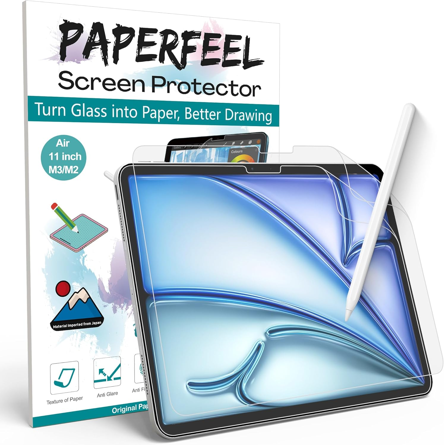 Paperfeel screen protector installed on the iPad