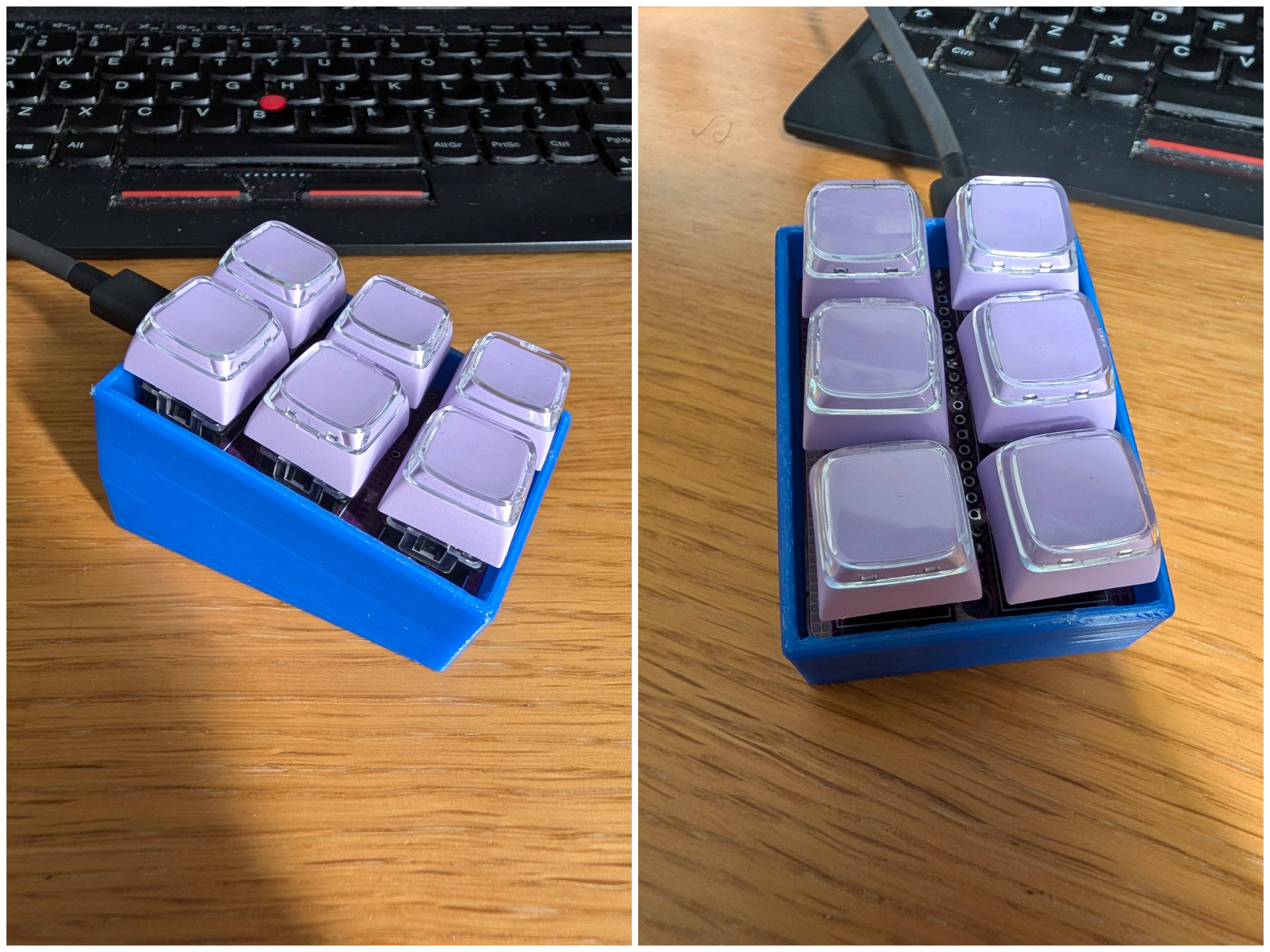 Finished emailkb case, printed in blue PET-G