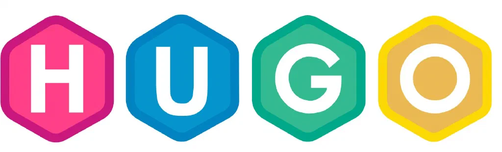 The Hugo logo: the letters H, U, G and O in white, each on a rounded hexagon, coloured pink, blue, green and yellow.
